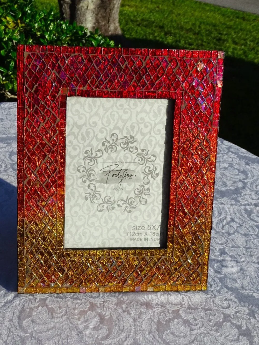 Portofino Red/Orange/Yellow Glass Picture Frame Holds 5